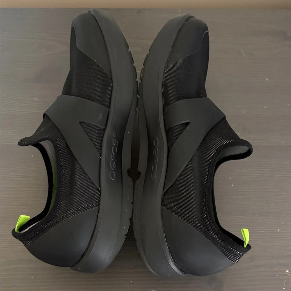 Oofos Oomg‎ Fibre Low Mens 10 Shoes Slip On Sneaker Recovery Black Mesh
